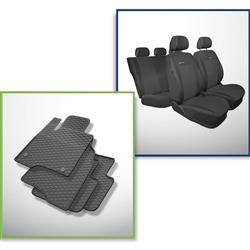 Set: Gummiteppiche + Maßgeschneiderte Sitzbezüge für Fiat Panda III Hatchback (2012-....) - Elegance - P-1 - 4 Sitzer