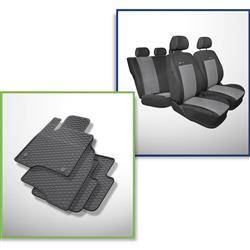Set: Gummiteppiche + Maßgeschneiderte Sitzbezüge für Fiat Panda III Hatchback (2012-....) - Elegance - P-2 - 4 Sitzer