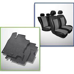 Set: Gummiteppiche + Maßgeschneiderte Sitzbezüge für Nissan Qashqai II Crossover (2014-2021) - Premium