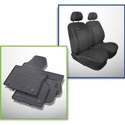 Set: Gummiteppiche + Maßgeschneiderte Sitzbezüge für Volkswagen Caddy III Cargo (2004-2015) - Elegance - P-3 - nur vordere Sitze