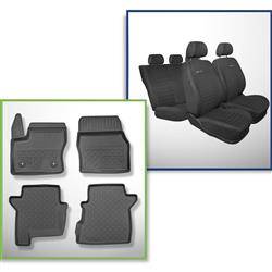 Set: TPE-Teppiche + Maßgeschneiderte Sitzbezüge für Ford Tourneo Connect II Van (01.2014-2018) - Elegance P-4 - 5 oder 7 Sitze; ohne dritte Sitzreihe