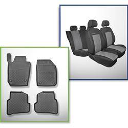 Set: TPE-Teppiche + Maßgeschneiderte Sitzbezüge für Skoda Fabia III Hatchback (11.2014-08.2021) - Elegance P-2 - 2. Reihe - Sitz und Lehne nicht geteilt