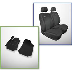 Set: teppiche aus velours + maßgeschneiderte sitzbezüge für Citroen Berlingo II Van (2008-2018) – Elegance P-1 - nur vordere Sitze - zwei einzelne Sitze