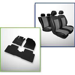 Set: teppiche aus velours + maßgeschneiderte sitzbezüge für Toyota Avensis III Kombi, Limousine (2009-2018) – Premium grau