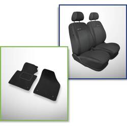 Set: teppiche aus velours + maßgeschneiderte sitzbezüge für Volkswagen Caddy III Cargo (2004-2015) – Elegance P-3 - nur vordere Sitze