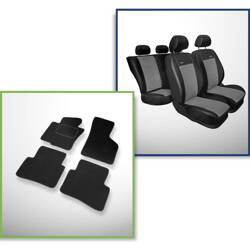 Set: teppiche aus velours + maßgeschneiderte sitzbezüge für Volkswagen Passat B6 Variant (2005-2010) – Premium grau