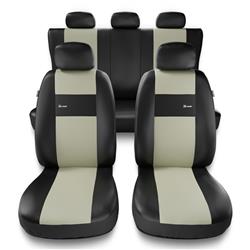 Sitzbezüge Auto für BMW 5er E34, E39, E60, E61, F10, G30, G31 (1988-2019) - Autositzbezüge Universal Schonbezüge für Autositze - Auto-Dekor - X-Line - beige