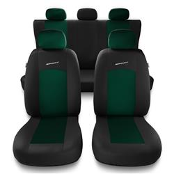 Sitzbezüge Auto für Citroen C3 I, II, III (2002-2019) - Autositzbezüge Universal Schonbezüge für Autositze - Auto-Dekor - Sport Line - grün