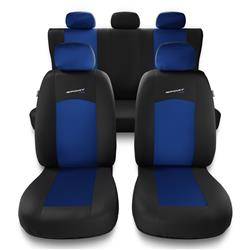 Sitzbezüge Auto für Ford Fiesta MK5, MK6, MK7, MK8 (1999-2019) - Autositzbezüge Universal Schonbezüge für Autositze - Auto-Dekor - Sport Line - blau