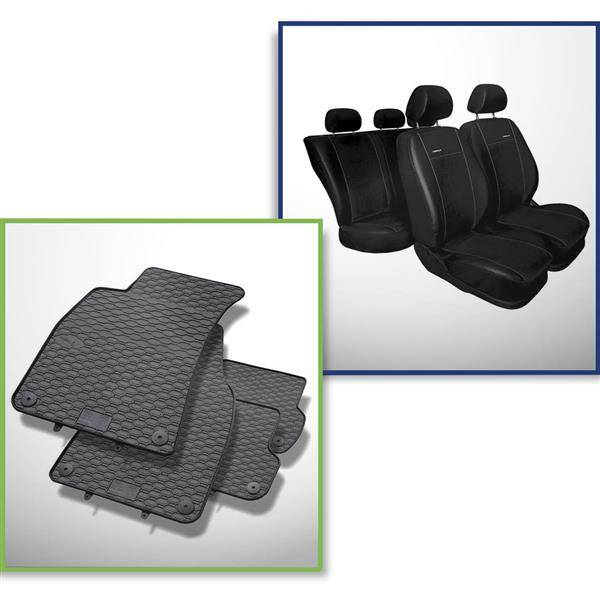 Set: Gummiteppiche + Maßgeschneiderte Sitzbezüge für Audi A4 B7