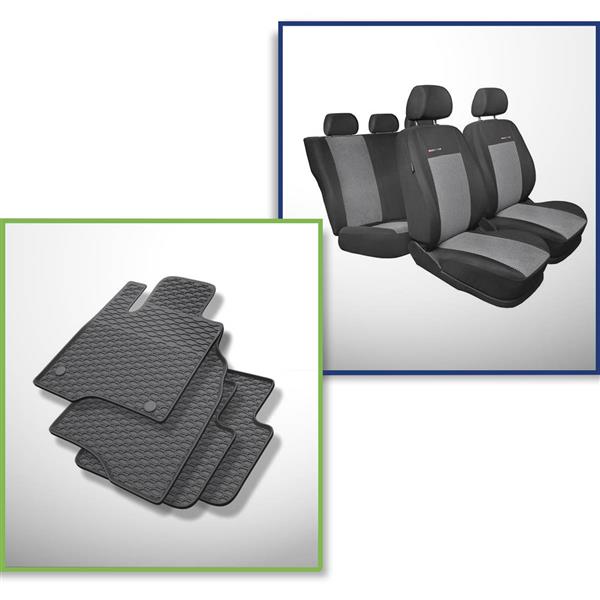 Set: Gummiteppiche + Maßgeschneiderte Sitzbezüge für Fiat Panda III  Hatchback (2012-.) - Elegance - P-2 - 5 Sitzer