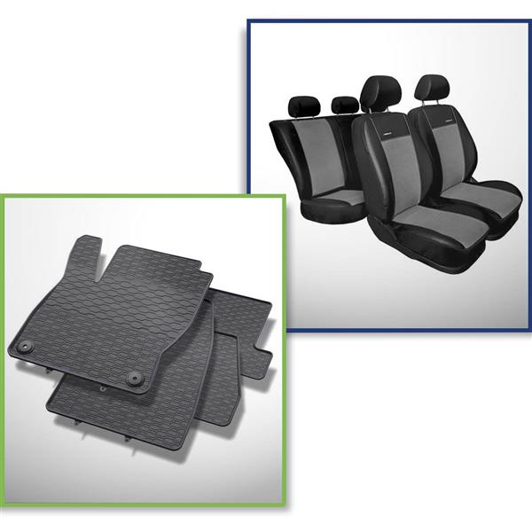 Set: Gummiteppiche + Maßgeschneiderte Sitzbezüge für Ford Focus