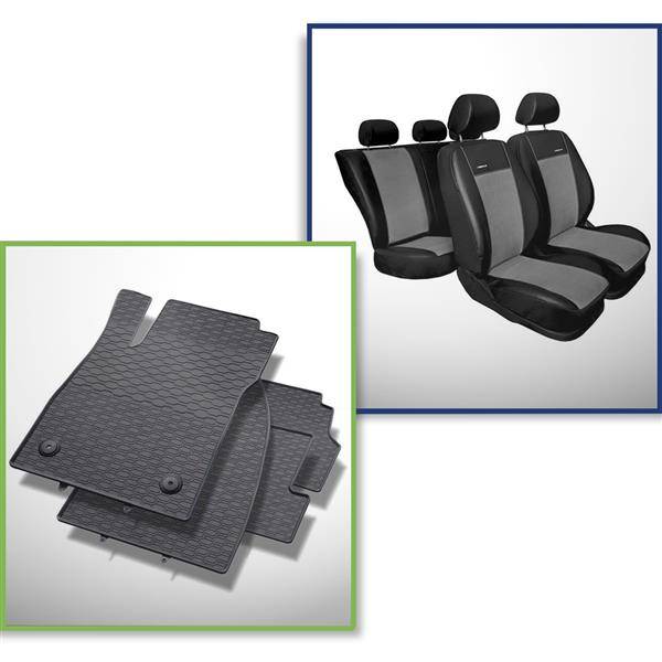 Set: Gummiteppiche + Maßgeschneiderte Sitzbezüge für Opel Mokka SUV  (2012-2019) - Premium