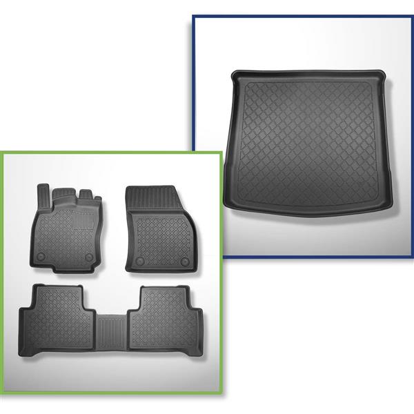 Set: TPE-Teppiche + Kofferraummatte für Volkswagen Touran II MPV