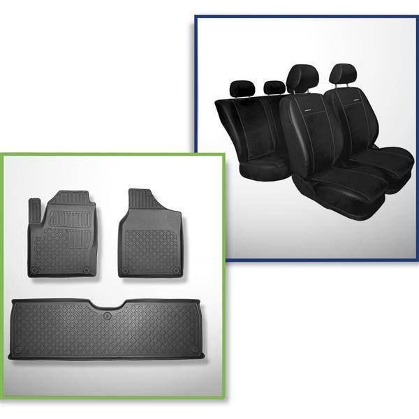 Set: TPE-Teppiche + Maßgeschneiderte Sitzbezüge für Ford Galaxy I, II MPV  (1995-05.2006) - Premium - 5 oder 7 Sitze; ohne dritte Sitzreihe