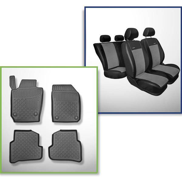Set: TPE-Teppiche + Maßgeschneiderte Sitzbezüge für Skoda Fabia III Kombi  (01.2015-2021) - Premium - 2. Reihe - Sitz und Lehne nicht geteilt