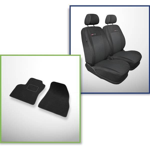 Set: teppiche aus velours + maßgeschneiderte sitzbezüge für Fiat Fiorino  Van (2009-2011) – Elegance P-3 - nur vordere Sitze