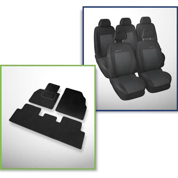 Set: teppiche aus velours + maßgeschneiderte sitzbezüge für Renault Scenic  II MPV (2003-2009) – Elegance P-3