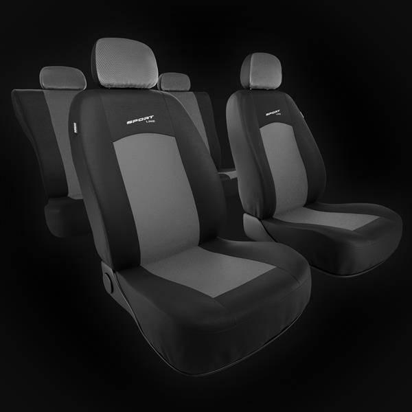 Sitzbezüge Auto für Ford Fiesta MK5, MK6, MK7, MK8 (1999-2019) -  Autositzbezüge Universal Schonbezüge für Autositze - Auto-Dekor - Sport  Line - hellgrau hellgrau
