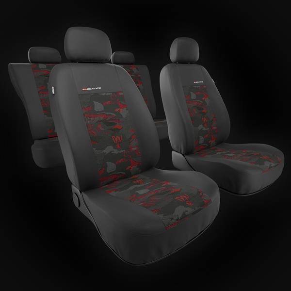 Sitzbezüge Auto für Nissan Micra K11, K12, K13, K14 (1992-2019) - Autositzbezüge  Universal Schonbezüge für Autositze - Auto-Dekor - Elegance - rot rot