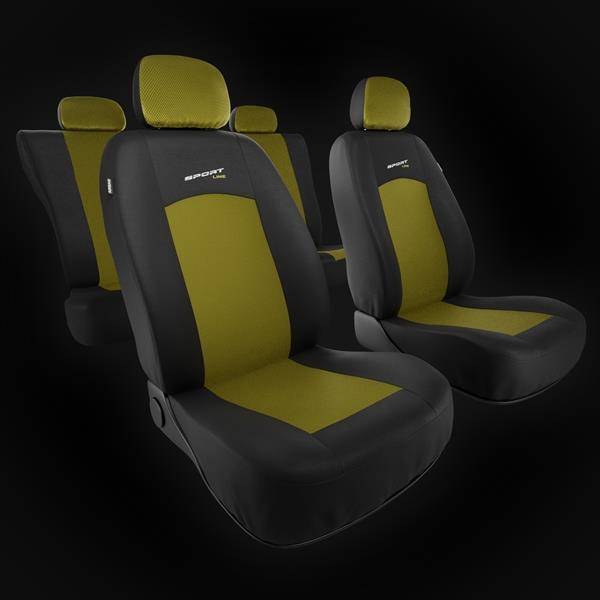Sitzbezüge Auto für Renault Koleos I, II (2008-2019) - Autositzbezüge  Universal Schonbezüge für Autositze - Auto-Dekor - Sport Line - gelb gelb