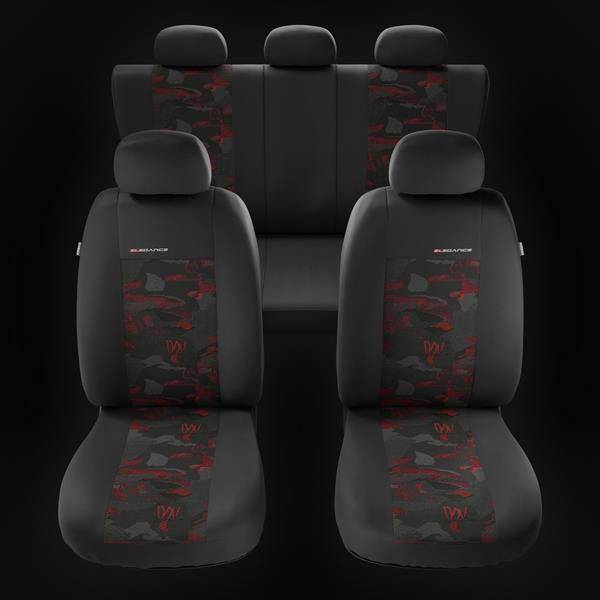 Sitzbezüge Auto für Seat Arona (2017-2019) - Autositzbezüge Universal  Schonbezüge für Autositze - Auto-Dekor - Elegance - rot rot