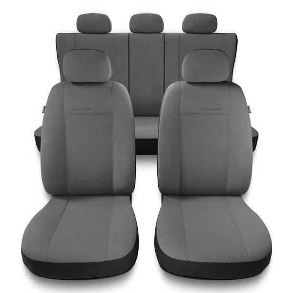 Sitzbezüge Auto für Seat Leon I, II, III (1999-2019) - Autositzbezüge  Universal Schonbezüge für Autositze - Auto-Dekor - Prestige - grau DG-0074