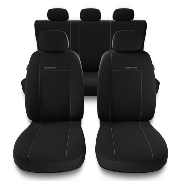Sitzbezüge Auto für Seat Leon I, II, III (1999-2019) - Autositzbezüge  Universal Schonbezüge für Autositze - Auto-Dekor - Prestige - schwarz  schwarz