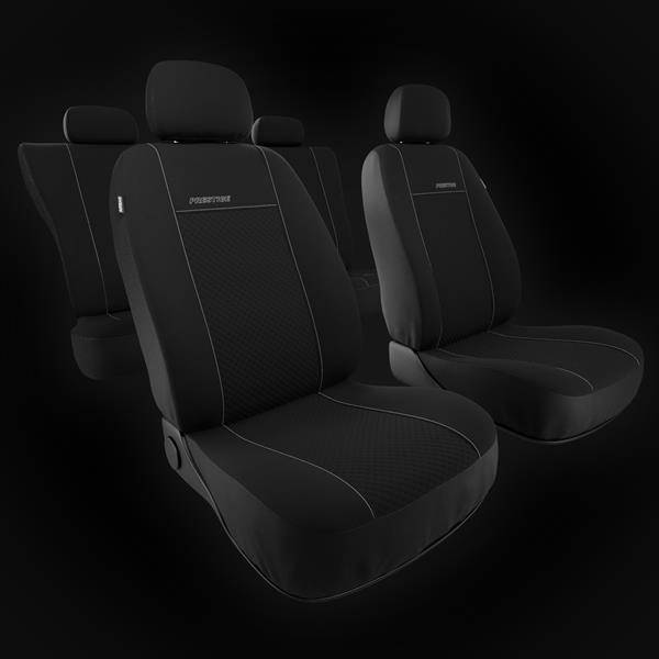 Sitzbezüge Auto für Seat Leon I, II, III (1999-2019) - Autositzbezüge  Universal Schonbezüge für Autositze - Auto-Dekor - Prestige - schwarz  schwarz