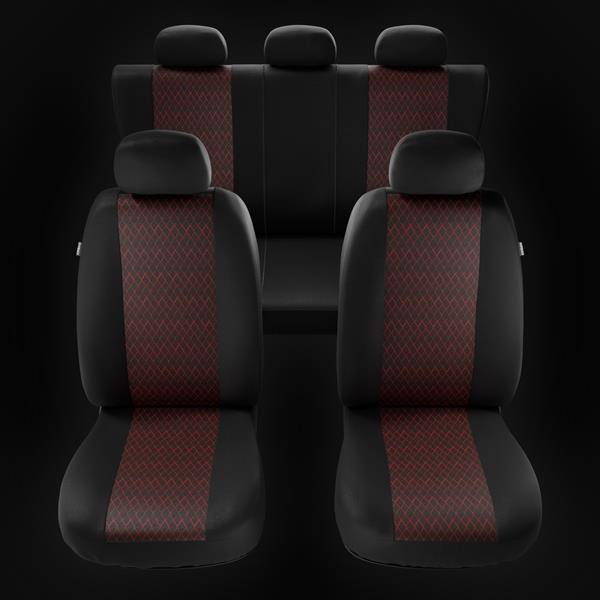 Sitzbezüge Auto für Seat Leon I, II, III (1999-2019) - Autositzbezüge  Universal Schonbezüge für Autositze - Auto-Dekor - Profi - rot rot