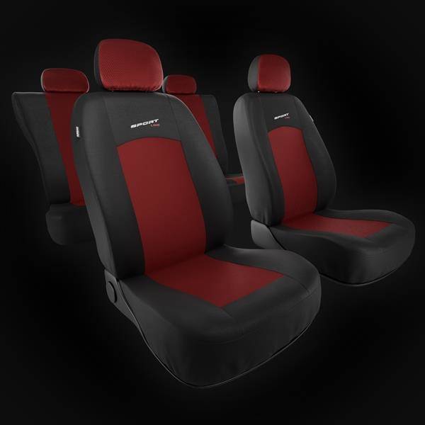 Sitzbezüge Auto für Seat Leon I, II, III (1999-2019) - Autositzbezüge  Universal Schonbezüge für Autositze - Auto-Dekor - Sport Line - rot rot