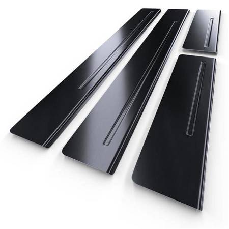 Einstiegsleisten aus Stahl für Kia Stinger Liftback (4 Türen) - (2017-....) - Croni - One Line - schwarz (geschleifte Oberfläche)