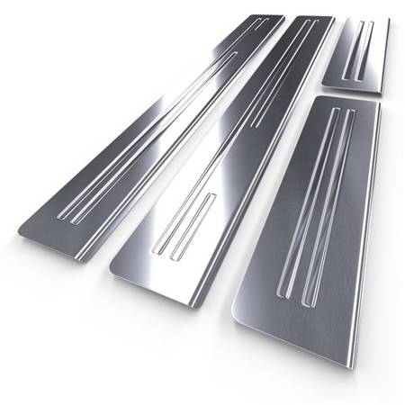 Einstiegsleisten aus Stahl für Skoda Rapid NH Liftback (5 Türen) - (2011-2019) - Croni - Asymetric - silber (Satin)