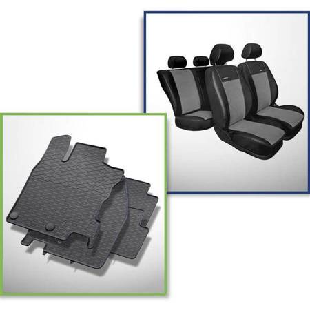Set: Gummiteppiche + Maßgeschneiderte Sitzbezüge für Nissan Qashqai II Crossover (2014-2021) - Premium