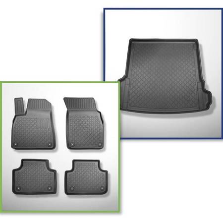 Set: TPE-Teppiche + Kofferraummatte für Audi Q7 4M SUV (06.2015-....) - Aristar - Guardliner - 5-/7-Sitzer (3. Reihe umgelegt); auch für Modelle mit Befestigungsschienen; ohne 3. Sitzreihe
