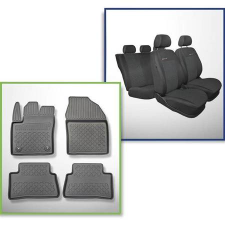 Set: TPE-Teppiche + Maßgeschneiderte Sitzbezüge für Toyota C-HR SUV (01.2017-2019) - Elegance P-1 - auch mit Hybridantrieb