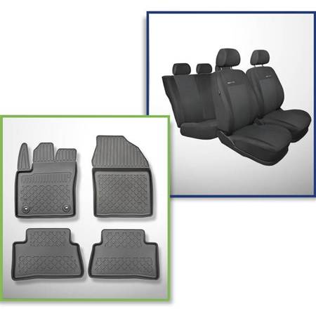 Set: TPE-Teppiche + Maßgeschneiderte Sitzbezüge für Toyota C-HR SUV (01.2017-2019) - Elegance P-3 - auch mit Hybridantrieb