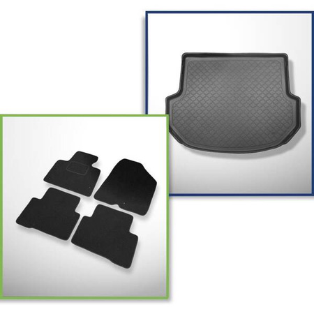 Set: Filzteppiche + Kofferraumschale für Hyundai Santa Fe III DM (09.2012-07.2018) 5 Türen - Guardliner - 5 Sitze