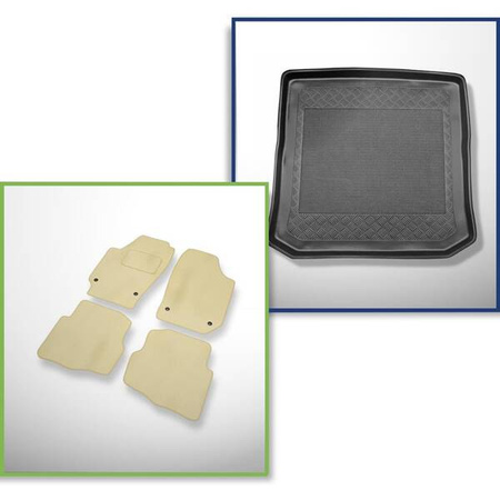 Set: Teppiche aus Velours + Kofferraumschale für Seat Cordoba II 6L (2002-2009) 4 Türen - Standard