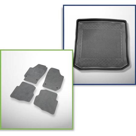 Set: Teppiche aus Velours + Kofferraumschale für Seat Cordoba II 6L (2002-2009) 4 Türen - Standard