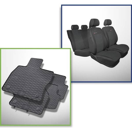 Set: Gummiteppiche + Maßgeschneiderte Sitzbezüge für Skoda Octavia III Kombi, Liftback (2013-2019) - Elegance - P-1 - Bezug für die hintere Armlehne