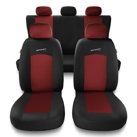 Sitzbezüge Auto für Fiat Punto Grande, Evo, 2012 (2005-2018) - Autositzbezüge Universal Schonbezüge für Autositze - Auto-Dekor - Sport Line - rot