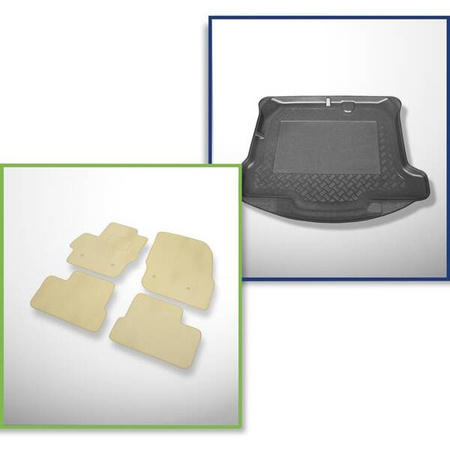 Set: Teppiche aus Velours + Kofferraumschale für Mazda 3 II Sport BL (05.2009-2013) 4 Türen - Standard